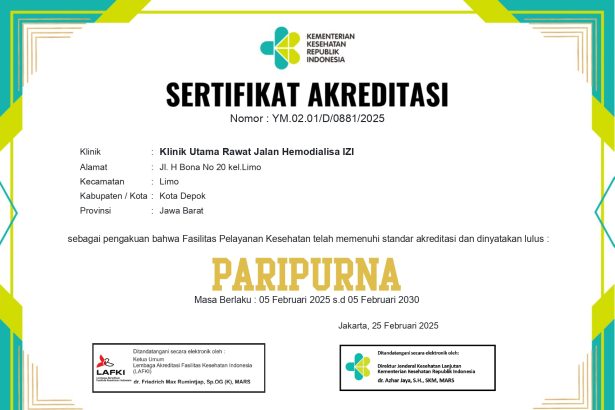 SERTIFIKAT AKREDITAS KLINIK HD